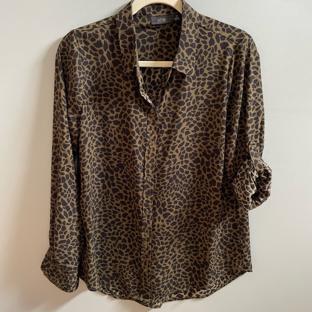 Leopard Print Button-Up Shirt - image 1